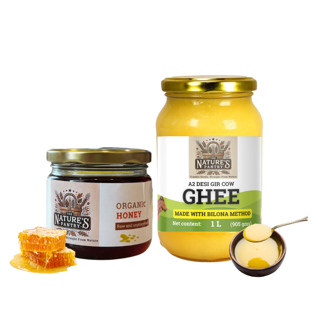 Nature’s Gold Duo: Raw Honey & A2 Desi Gir Cow Ghee