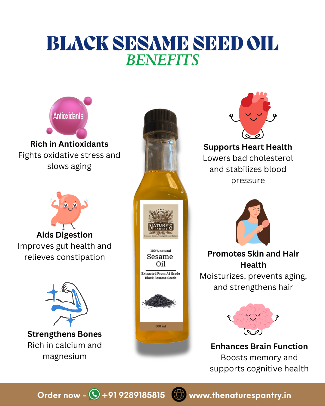 Cold Pressed Black Seeds Sesame Oil